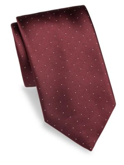 Brioni Micro Dot Silk Tie In Red White