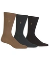 Polo Ralph Lauren 3 Pack Cotton Rib Casual Men's Socks In Brown Assorted
