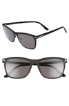 Tom Ford Men's Alasdhair Square Sunglasses, 55mm In Matte Black/ Smoke