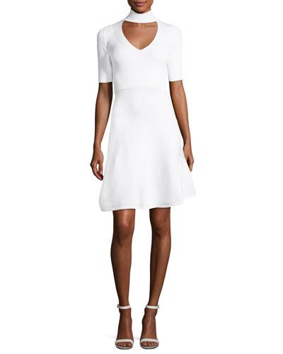 Cushnie Et Ochs Cutout Mock-neck Mini Flare Dress In White | ModeSens