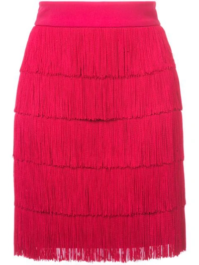 Stella Mccartney Fringed Crêpe Miniskirt In Red