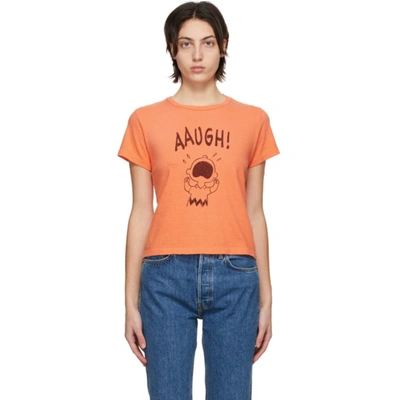Re/done Peanuts Charlie Brown 'aaugh!' Classic Graphic Tee In Fadedapricot