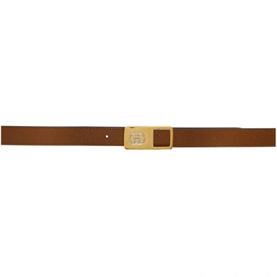 Gucci Brown Leather Interlocking G Belt In 2535 Brown