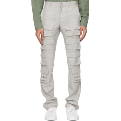 Givenchy Grey Multipocket Cargo Pants In Light Grey Melange