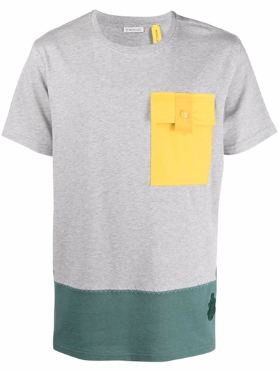 Moncler X Jw Anderson Colour-block T-shirt In Grey,yellow,green