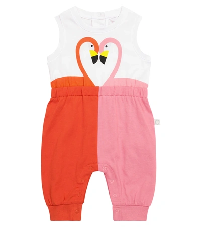 Stella Mccartney Babies' Flamingo Cotton Jersey Romper In Pink