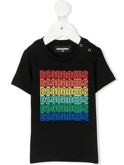 Dsquared2 Babies' Newborn Black D2kids Rainbow Logo T-shirt