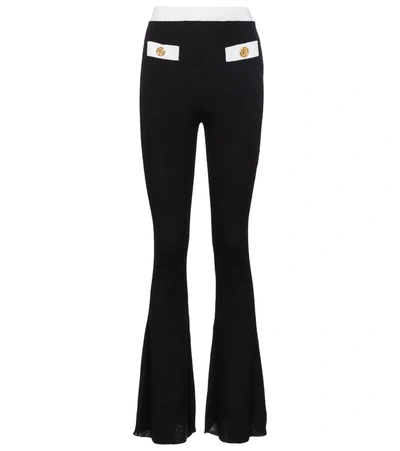 Balmain Black & White Cashmere Rib Knit Lounge Pants