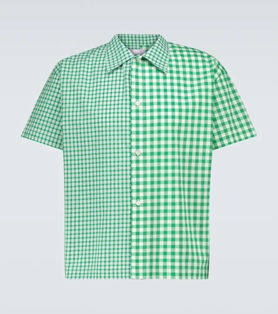 Erl Check Short-sleeve Shirt In Green