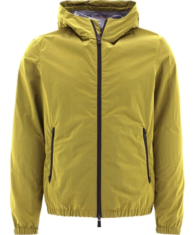 Herno Hooded Zipped Jacket In Yellow