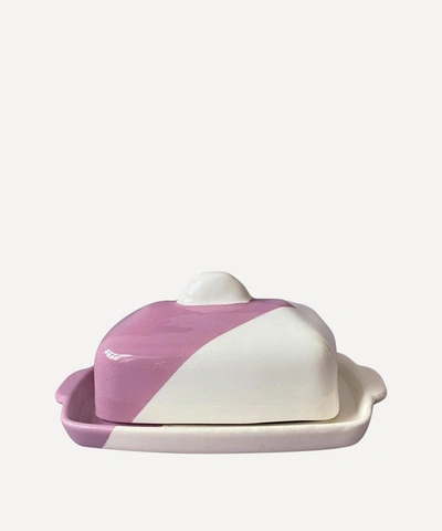 Vaisselle Buttercup Butter Dish In Lilac White