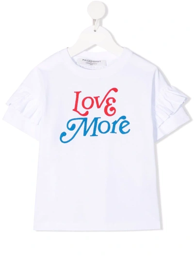 Philosophy Di Lorenzo Serafini Kids' Cotton Jersey T-shirt W/ Ruffles In White