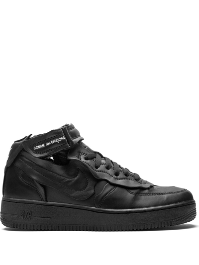 Nike X Comme Des Garçons Air Force 1 Mid "black" Sneakers