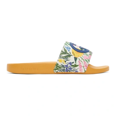 Gucci Multicolor Ken Scott Edition Print Slides In Orange