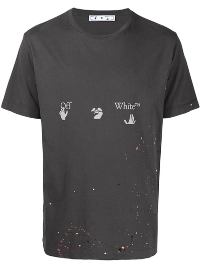 Off-white Paint Splatter-print T-shirt In Black