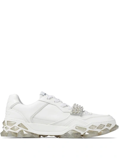 Jimmy Choo Diamond X Crystal-embellished Sneakers In X White/crystal