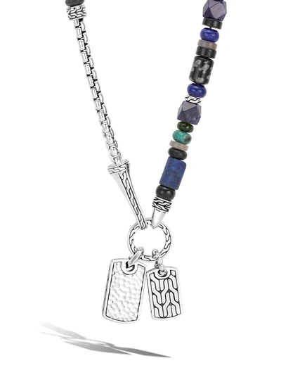 John Hardy Sterling Silver Classic Chain Lapis Lazuli, Black Onyx, Grey Moonstone, Chrome Diopside And Turquois In Black/silver