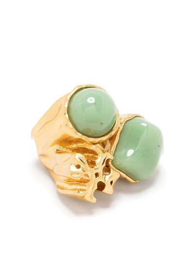 Tory Burch Roxanne Statement Ring In Rolled Brass / Swirled Mint