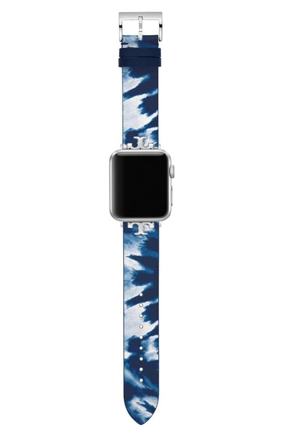 Tory Burch The Tie Dye Leather Band For Apple® Watch, 38mm/40mm In Blue