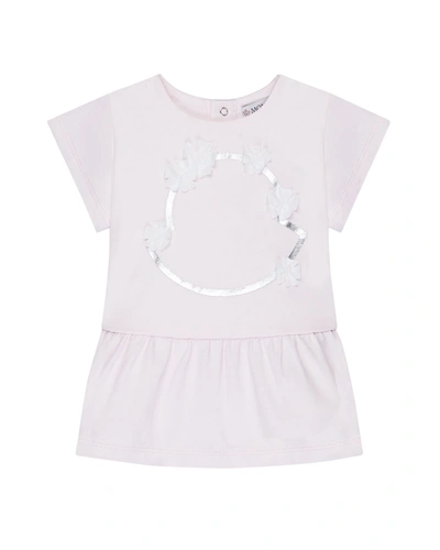 Moncler Kids' Girl's Foiled Logo-graphic Floral Dress In Pink