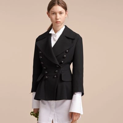 Burberry Woollen Blend Peplum Jacket In Black