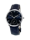 Frederique Constant Men's Classics Manufacture Slimline Power Reserve Stainless Steel & Leather Strap Watch In Blue / Navy