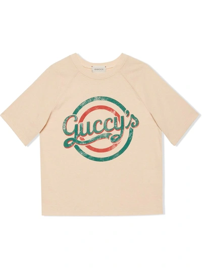 Gucci Kids' Children's Cotton T-shirt With "guccy's" Print In White