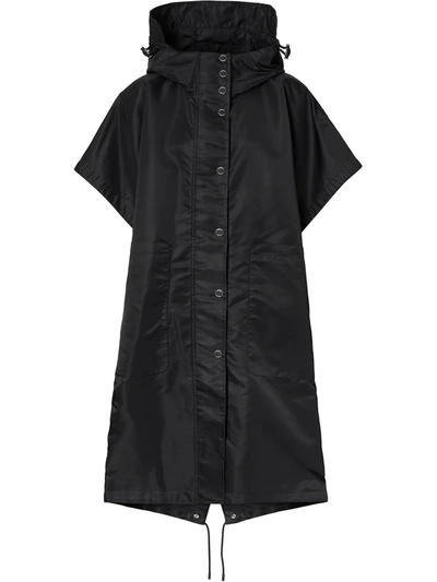 Burberry Horseferry Print Recycled Nylon Hooded Cape In Black