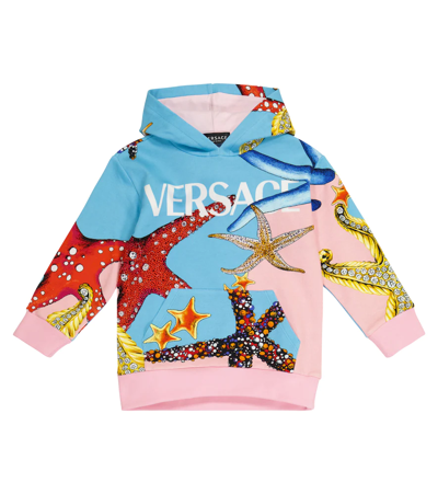 Versace Kids' Trésor De La Mer Logo缀饰棉质帽衫 In Neutral