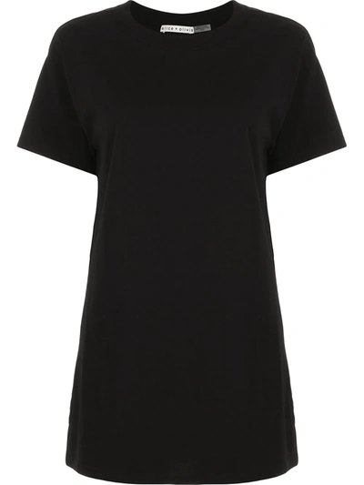 Alice And Olivia Garner Drop-shoulder Boxy T-shirt Dress In Black