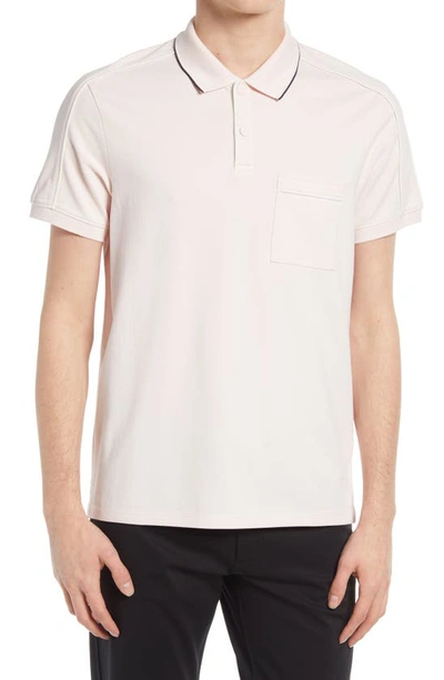 Club Monaco Stretch Cotton Piped Polo Shirt In Pink