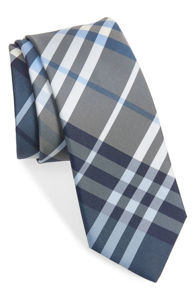 Burberry Manston Check Silk Tie In Pale Blue