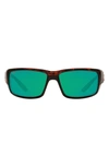 Costa Del Mar Fantail 59mm Polarized Mirror Rectangular Sunglasses In Tortoise/ Green Mirror