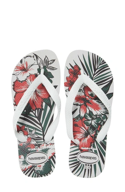 Havaianas Aloha Flip Flop In White/ White/ Black