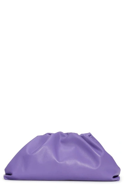 Bottega Veneta The Pouch Leather Clutch In Purple/ Silver