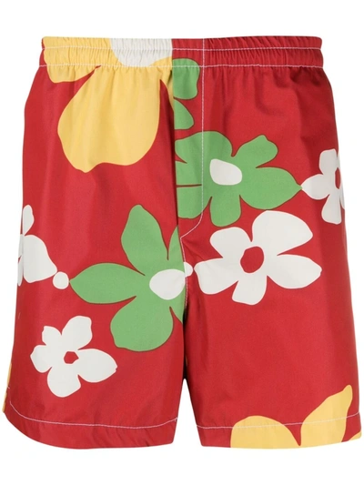 Gallery Dept. Floral-print Swim Shorts In Red
