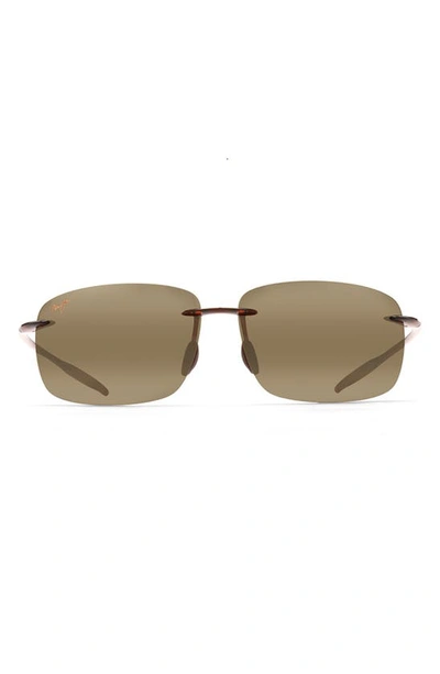 Maui Jim Breakwall 63mm Polarized Rectangular Sunglasses In Black