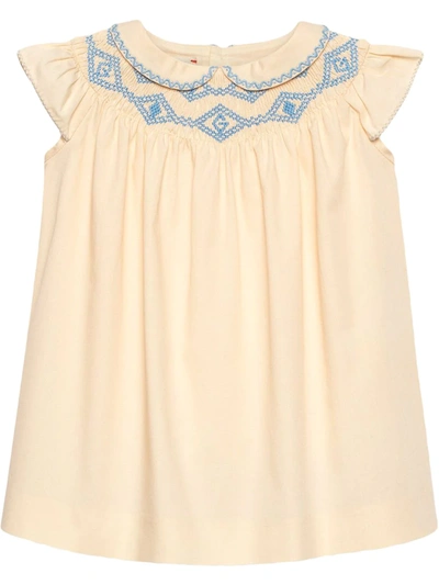 Gucci Baby G Rhombus Poplin Dress In White