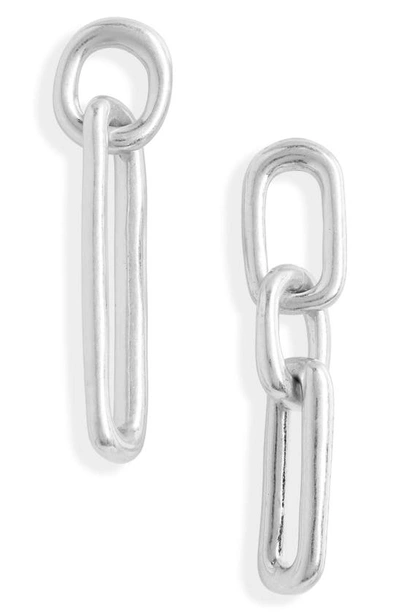 Madewell Story Mismatched Linear Drop Earrings In Metallic Silver