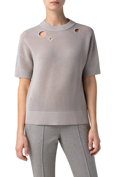 Akris Punto Circle Cutout Virgin Merino Wool Sweater In Light Taupe