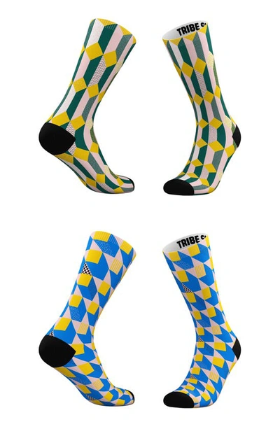 Tribe Socks Men's And Women's Diamond Geometric Socks, Set Of 2 In Assorted Pre-pack