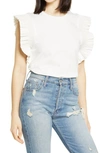 English Factory Poplin Ruffle Top In White