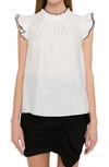 English Factory Flutter Sleeve Top In White