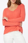 Nydj Twist Neck Long Sleeve T-shirt In Orange Poppy