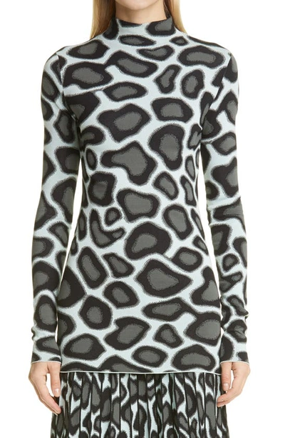 Proenza Schouler Animal Pattern Jacquard Sweater In Mint/ Grey