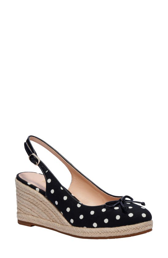 Kate Spade Panama Nights Polka-dot Wedge Sandals In Black/ French Cream  Fabric | ModeSens