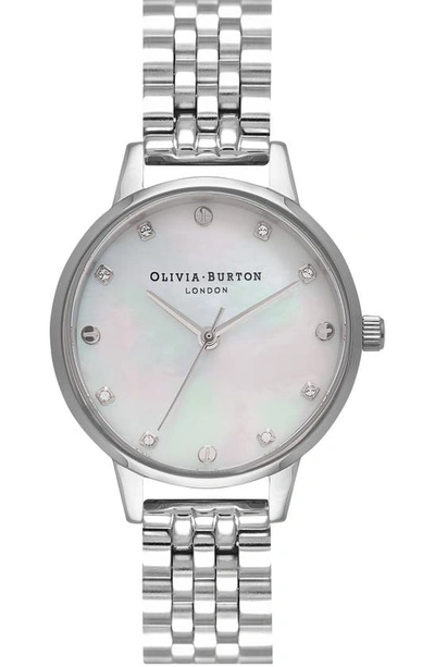 Olivia Burton Screw Detail Bracelet Watch, 30mm In White Mop