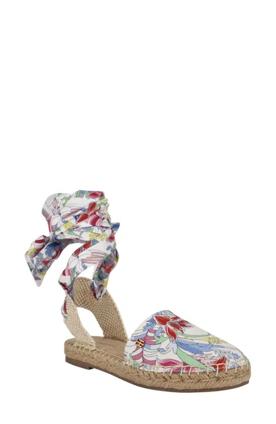 Tommy Hilfiger Women's Kimey Ankle Tie Espadrilles Women's Shoes In White Multi Tropic Print
