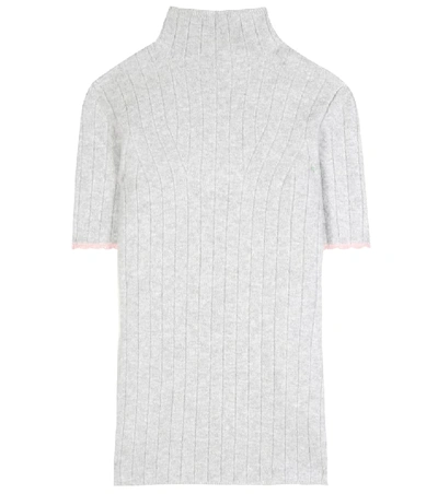 Victoria Beckham Ribbed Wool-blend Turtleneck Sweater In Grey