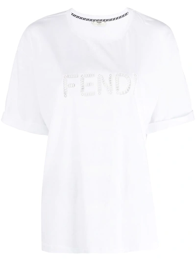 Fendi Cut-out Logo T-shirt In White